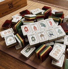 American Mahjong Tile Set Vintage Lantern Chinoiserie Elephant Joker Game Set picture