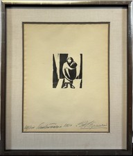 Original 1930 David Alfaro Siqueiros “La Penitenciaria” Mother Woodcut SIGNED picture