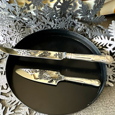 VTG Crown Silver Ware Ltd Silver Plated Cake Knife 13.5” & Server 10” Set  picture