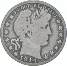 1914-S Barber Half Dollar Average Circ 90% Silver picture