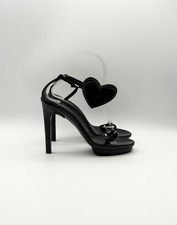 Gucci by Tom Ford S/S 02 Black Leather & Suede Heart Accent Heels Size EU 35 picture