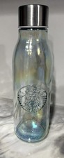 Starbucks Iridescent Rainbow Recycled Glass Water Bottle 20oz Made In Spain 2019 picture