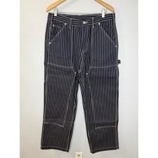 OKONKWO Men's Railroad Carpenter Pant Double knee Striped Blue Heavyweight XL picture