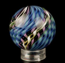 Bryan Trillas Glass Marble/Filigree 14 Cane Pattern/UV/Blues & Purple/1.0-1.1in picture