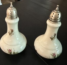 Vintage ROSENTHAL ~ Moss Rose ~  Salt & Pepper Set With Sterling Silver Bases picture