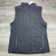 T by Talbots Womens S Black Quilted Vest Full Zip Stretch Side Panels NWT Flaw picture