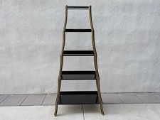 Vintage Hollywood Regency Black Lacquer & Gold Etagere Shelf Unit Bookshelf 75