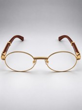 Cartier Première De Cartier Vintage Sunglasses Clear Lens Gold Frame Wood Temple picture