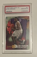 Allen Iverson 1996 Fleer Lucky 13 GEM MINT SIXERS PSA 10 CRAZY LOW POP picture