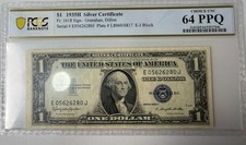 1935H $1 Silver Certificate Uncirculated - Grade 64 PPQ. Slabbed picture