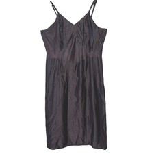 Vintage 1950s Bur-Mil Lingerie Satin Slip Dress Medium Chocoloate Brown Midi picture