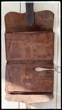Antique 1900s Scottish Leather Coat Wallet Letter Case East Linton Scotland picture