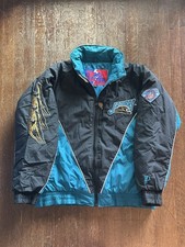 Vintage Jacksonville Jaguars Puffer Jacket Large Pro Layer Banned Logo Rare  picture