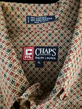 Vintage Chaps Ralph Lauren Men's XL Geometric Multicolor Woven Button-Up Shirt picture