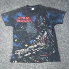 Vtg 1998 Star Wars Darth Vader Allover Print AOP T-shirt Movie Tee 1990s Mens L picture