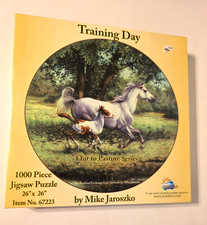 VTG SunsOut 1000 Piece Jigsaw Puzzle Training Day Horse Foal Pasture NIB VHTF picture