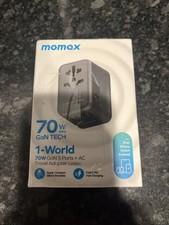 Momax 1-World 70w GaN Universal Travel UK EU AU US Multi Plug Adapter Black. NEW picture