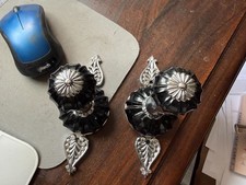 Vintage Cristal et Bronze Paris Black Crystal Towel Bar Brackets Model 2405 picture