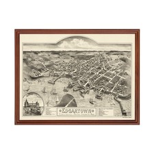 Old Map of Edgartown, MA 1886 - Vintage Edgartown Massachuse picture
