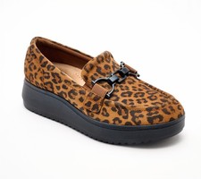 Clarks Collection Leather Loafers - Zylah Erin Leopard Suede 6.5/W New picture