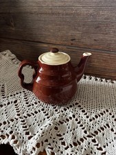 Shawnee Pottery Vintage Teapot Brown Glazed Body Cream Lid Ringware picture