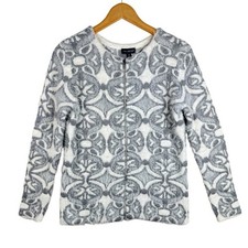 The Limited Womens Zip Up Cardigan Size Medium Geometric Floral Medallion Fuzzy picture
