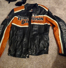 harley davidson leather jacket mens large used picture
