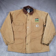 Vintage Carhartt Coat Mens 44 Brown Duck Blanket Lined Chore Workwear C01 USA picture