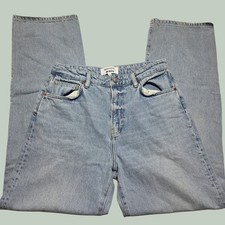 Reformation Preston Baggy High Rise Cuffed Straight Jeans Light Wash Denim 29 picture