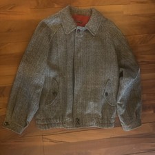 Tweed Herringbone Wool Vintage Men’s Large Harrington Jacket By Jeffrey Banks picture