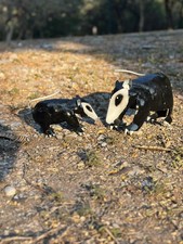 Set of 2 Metal Opossum Garden Statues – Handmade Yard Decor picture