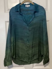 Bella Dahl Blue/green Long Sleeve Blouse, Size S, USA-made picture