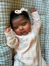 19in Finished Reborn Baby Doll Lifelike Newborn Gender Neutral Rooted Mohair Toy picture