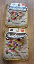 Lot of 2 VTG MAGLA 1981 Jelly Beans In Glass Jar Pot Holder Kitchen Decor Yellow picture