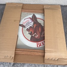 NEW Vintage 1986 Coors Light Beerwolf Framed Mirror Wall Bar Sign Breweriana USA picture