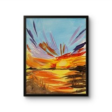 B.Perry Original 14x11 Expressionist Dramatic Sunset Landscape Painting Signed picture