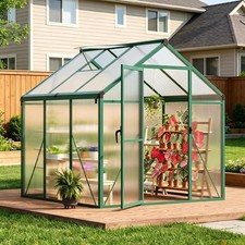 6x6ft Walk-in Greenhouse Metal Frame PC Panel Roof Vent Lockable Plant Gardening picture