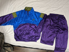 Vintage Set Nike Track Suit M 90s Nylon Windbreaker Blue Green and Purple pants picture