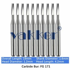 10-100pc Vakker Dental Carbide Burs FG171 19mm Tapered Fissure Burs High Speed picture