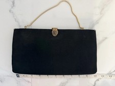 Vintage 50s HL Harry Levine Moire Silk Baguette Clutch Gold Pineapple Set picture