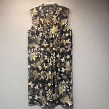 Chico's Classic Pleated Island Dress Women 2 L Navy Floral NWT 570307571 picture