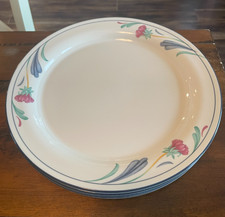 Lenox Chinastone Poppies on Blue Dinner Plates Vintage Set of 4 picture