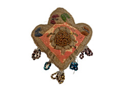 Antique Native American Iroquois Whimsy Arrowhead Beaded Pin Cushion Signed 1909 picture
