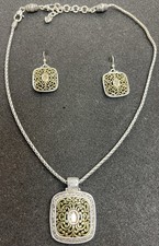 Brighton Two-Tone Filigree Pendant Necklace & Dangle Earrings Set (TJ1410) picture