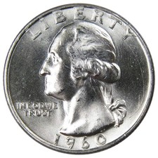 1960 D Washington Silver Quarter Uncirculated Mint State 25c Coin picture