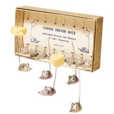 Vintage-Inspired Silver Zinc Cheese Server Mice Pick Set picture