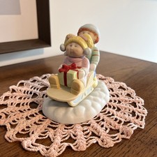 1984 Cabbage Patch Kids Porcelain Figurine Sleigh Ride Xavier Roberts - No Box picture