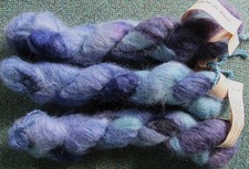 3 Hanks LOT Wool in the Woods FEELIN FUZZY Mohair Lace Yarn NOTHIN BUT BLUES picture