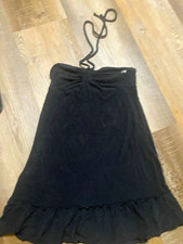OP Women's Black halter terry cloth vintage y2k Ruffle Mini Dress M picture
