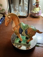 Vintage Chinese Tang Style Sancai Glazed Ceramic Horse Figurine 8” picture